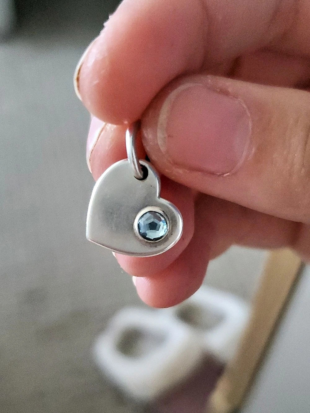 Pandora Engravable Heart Blue Stone Dangle Charm Earrings